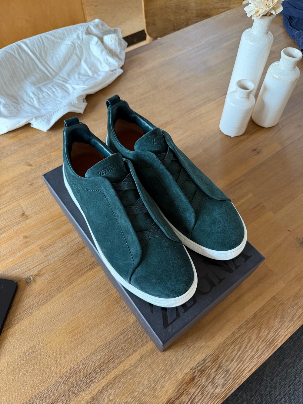 Zegna Suede Triple Stitch Sneakers